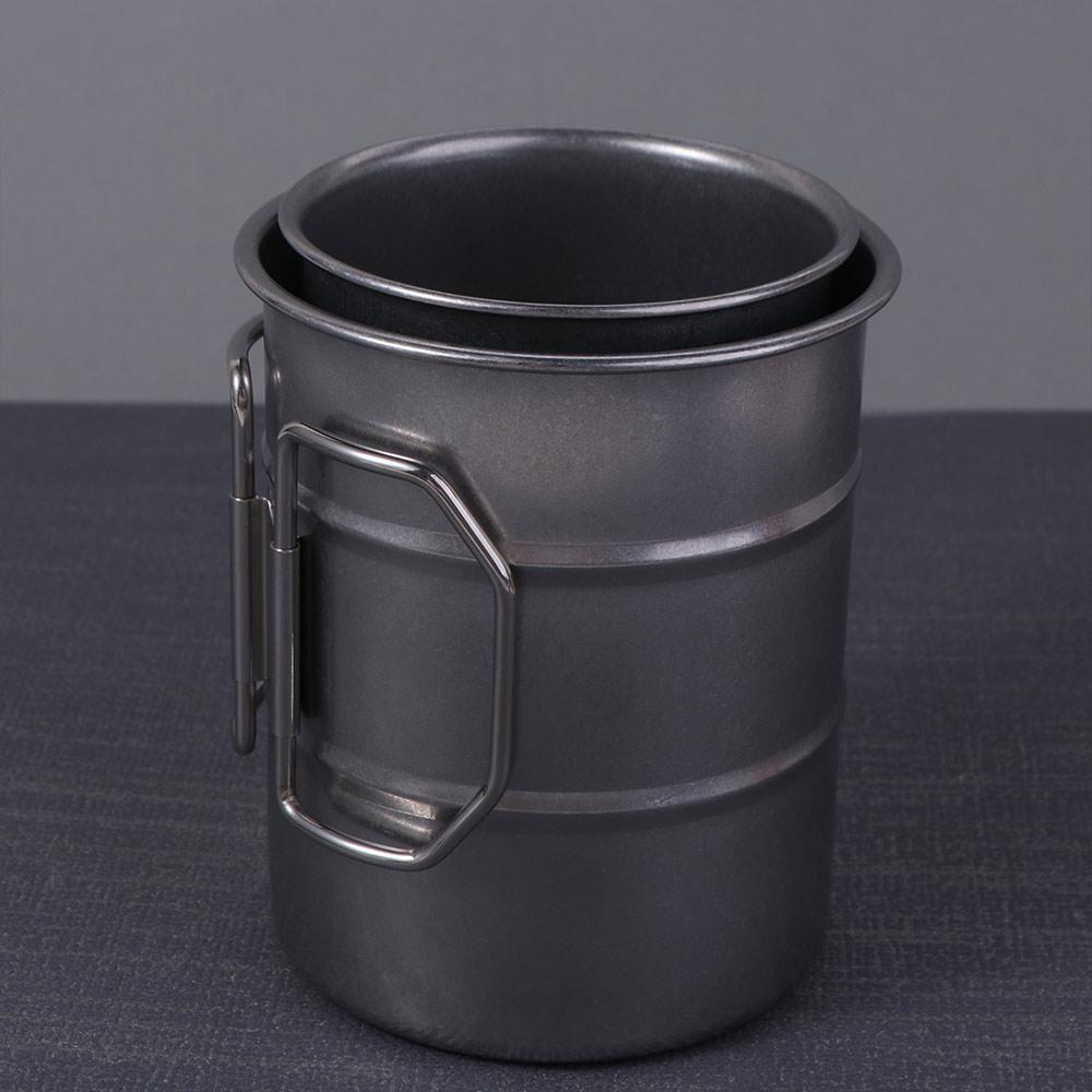 Heat-resistant Stainless Steel Camping Mug Folding Handle Portable Outdoor Drinking Cup  RV Party