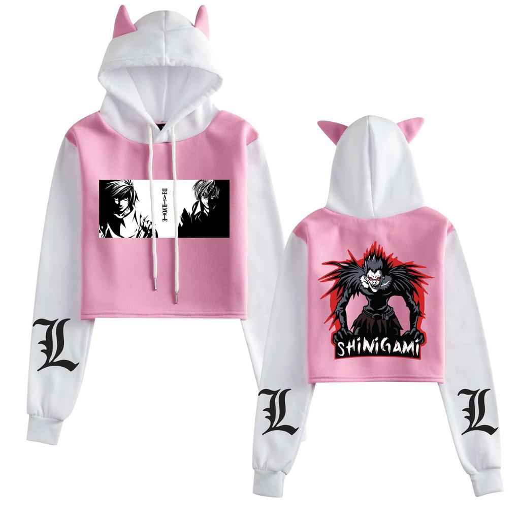 Cross-Border Death Note Anime Women's Cat Ear Color Block Hoodie - Autumn/Winter Collection