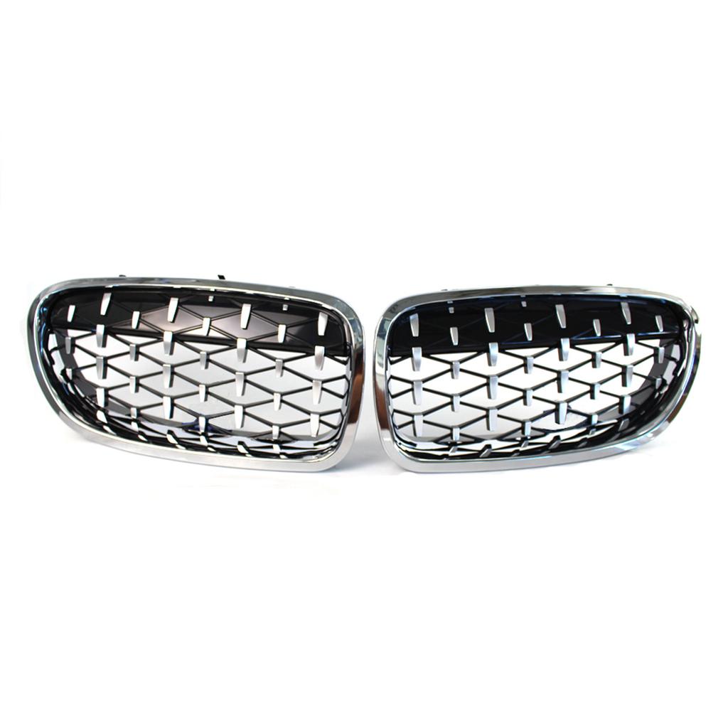 2PCS Car Front Bumper Grills Diamond Style Kidney Grilles Racing Grill For BMW 5 Series F10 F11 F18 M5 528i 530i 535i