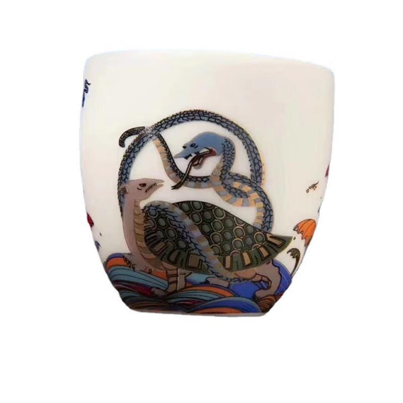 Mutton-fat Jade White Porcelain Master Teacup - Azure Dragon