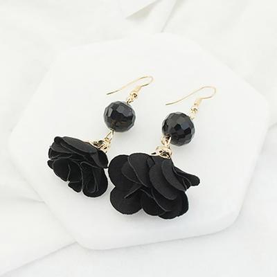 Boucles d'oreilles, chaîne, motif floral simple, pendentif scintillant