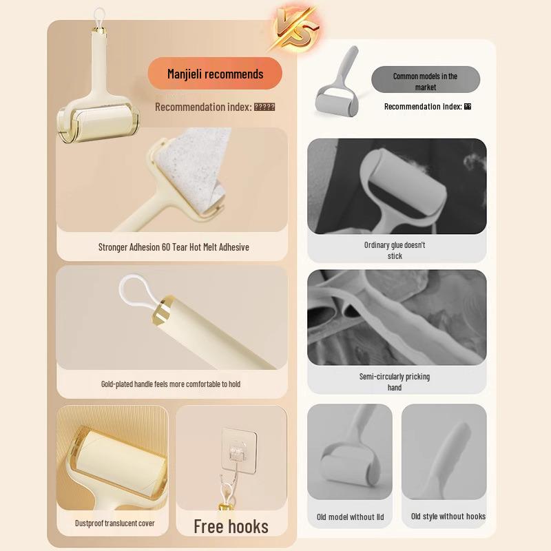 Cat Hair Removal Lint Roller Brush with Tearable Drum Replacement for Clothes and Household Cleaning