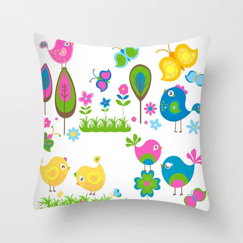 

Cartoon Paradise Printed Cushion Cover Home Bedroom Sofa Peach Skin Pillow Cover Side Sleeping 45 * 45cm
