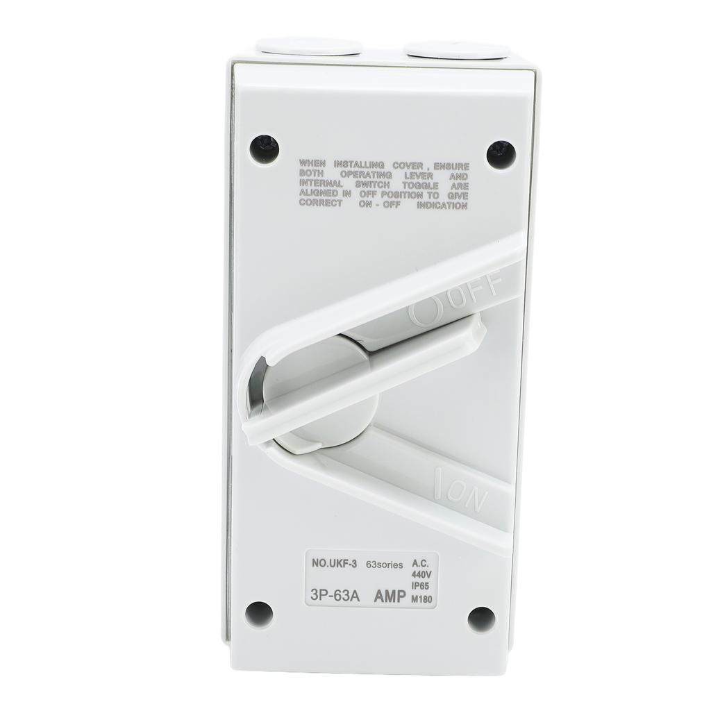 Enclosed Motor Disconnect 63A 440V 3 Pole, Isolation , IP65 Water Proof, Silver Contacts, for Industrial, Airports, Docks, Shippin