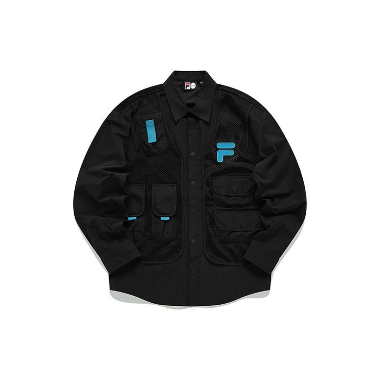 Fila Fusion Giacca Casual da Esterno con Blocchi di Colore, Lettere, Tasche Multiple, Utility Uomo Giubbotti Nero T11M133402F-BK