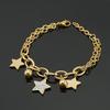 18K Stainless Steel Star Bracelet with Glue Diamond for Women - European & American Style Titanium Bangle Jewelry
