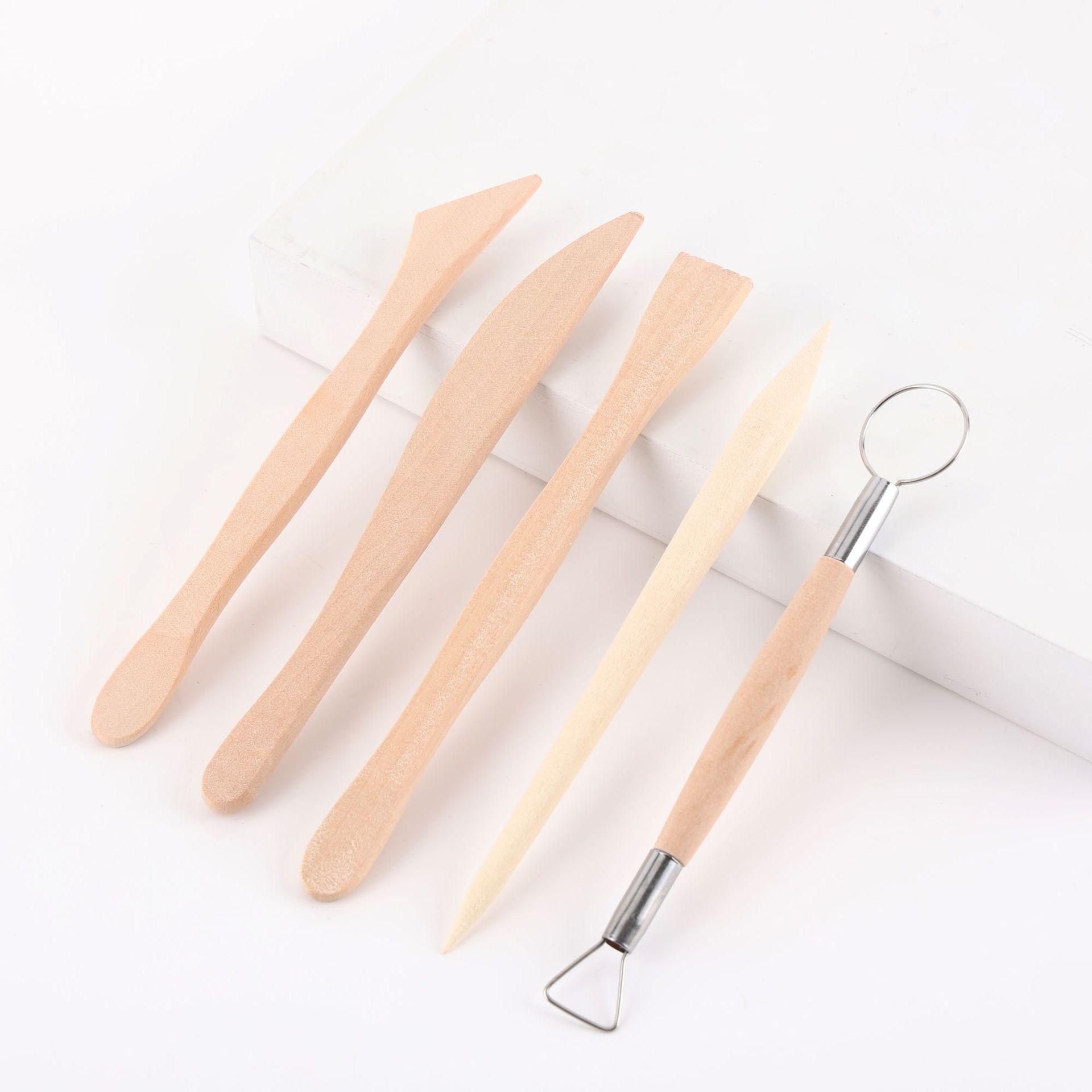 Children s Wooden Sculpting Tools: 5-Piece Clay Carving & DIY Set