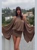 Autumn 2026 Women's Sexy Open-Back Hip-Hugging Dress with Batwing Sleeves and Cinched Waist