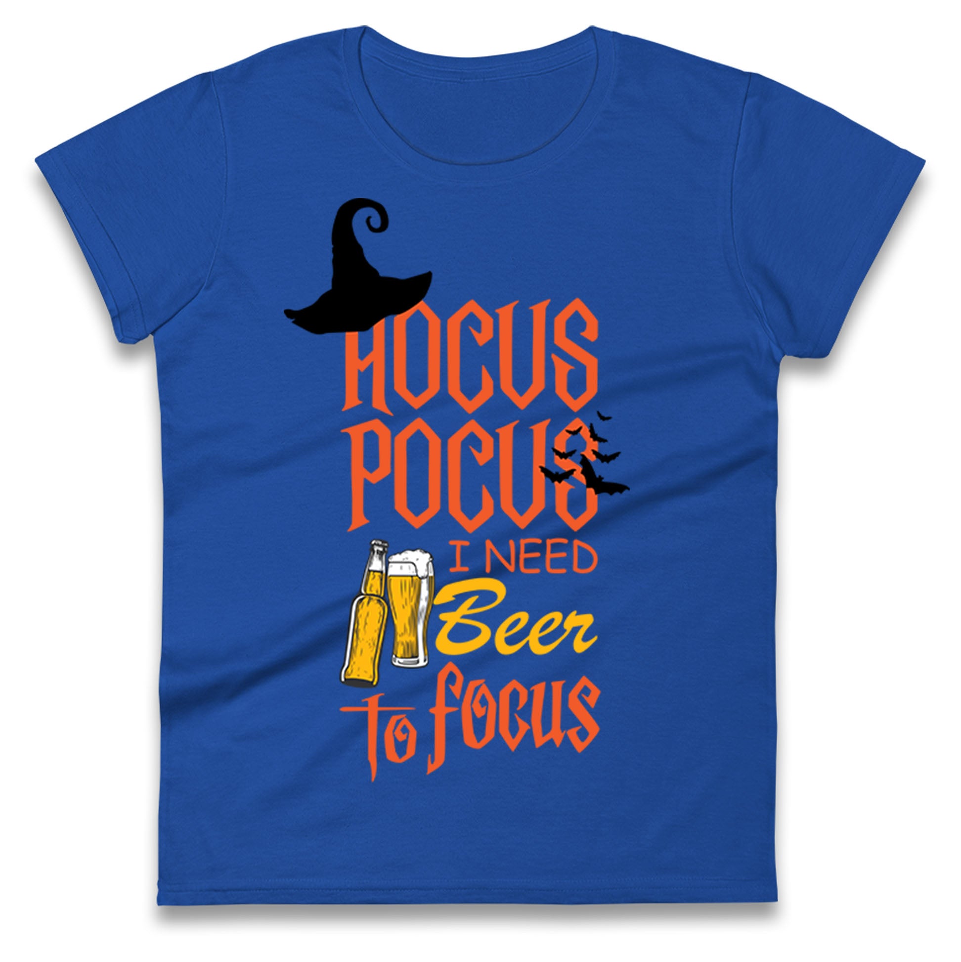 Hocus Pocus I Need Beer To Focus Halloween Womens T Shirt Mens Tops Tees Unisex 3XL