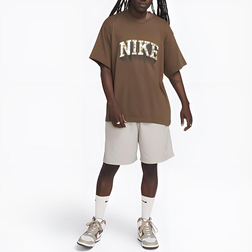 Nike Daily Vintage T Shirts Unisex Brown Crew Neck Moderate Straight Fit FB2736-259