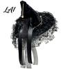 Halloween Night Decorations Witch Hat for Women Lace Wizard with Ribbon Bow Black Party Mesh Veil Costume Accessory Adults Fancy Dress Cosplay