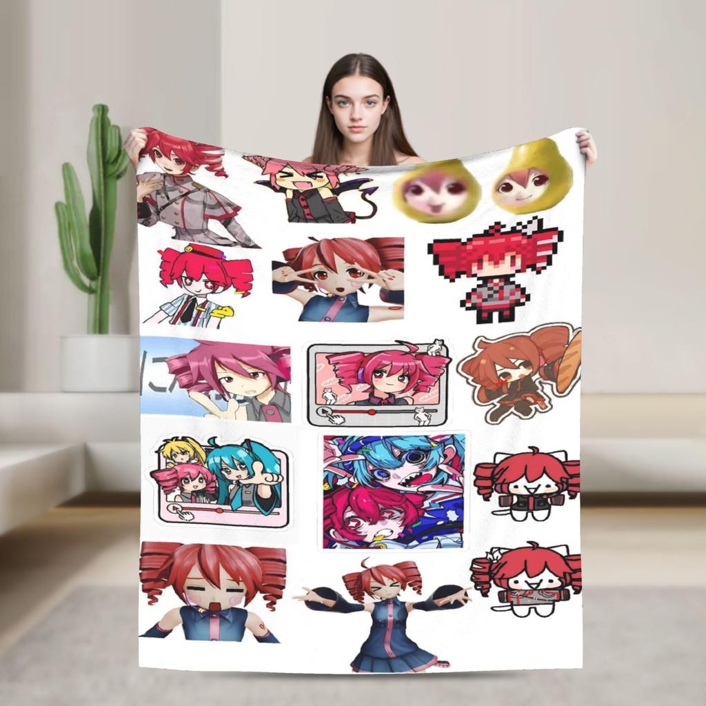 Pearto Poteto Anime Kasane Teto Virtual Singer Blanket Warm Soft Plush Bedding Throws For Home Decor Flannel Bedspread Bed Cover