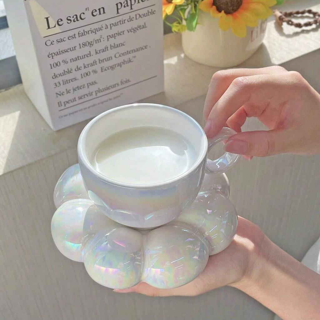 Ceramic Mug Cute Cloud Decorative Plate Coffee Cup Set Creative Ceramic Cup Gift  Modern Living Room Home Decoration