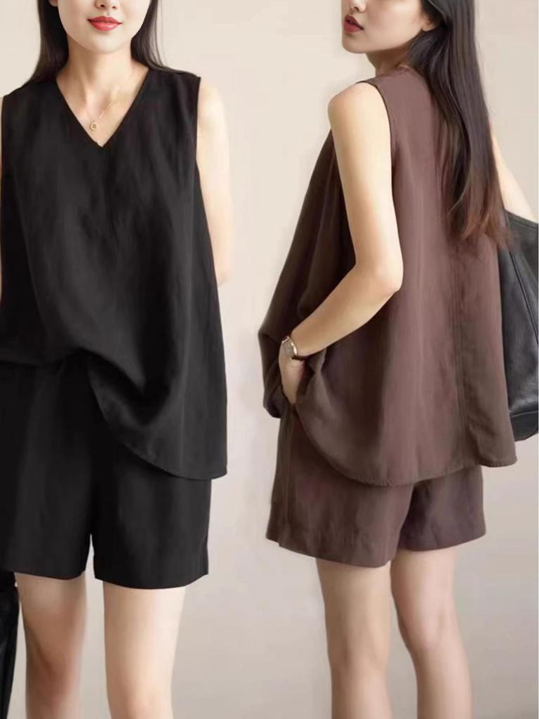Women's Summer Slimming Sleeveless Vest & Shorts Two-Piece Set