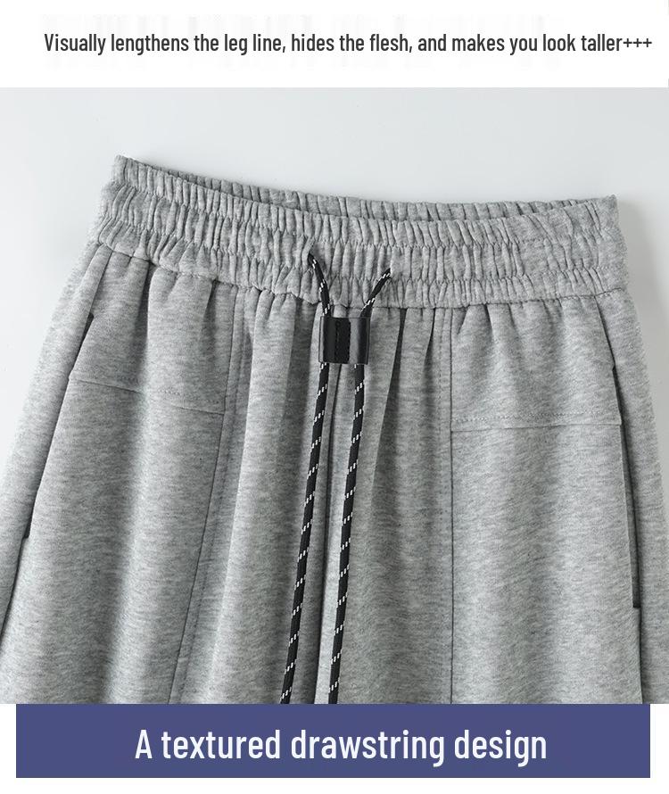 Women's High-Waist Wide-Leg Sweatpants: Autumn/Winter Thickened Velvet Casual Pants