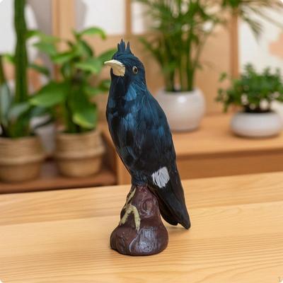 Singvogel-Figur Gefiederter Vogel mit Federn Handgefertigt Künstlich für Sammler,