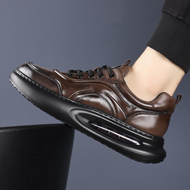 2025 New Men's Shoes Autumn Trendy Shoes Platform Heightening Dad Shoes Fashionable Versatile Leather Air Cushion Sports and Leisure Shoes