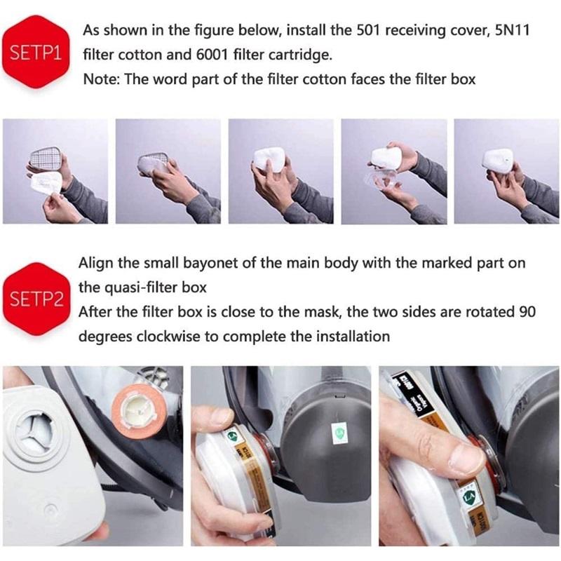 6001 Filter Cartridges for Respirator,Dust Proof, Organic Vapor,Pollen,Chemical Cartridges,Compatible with 6200,6800,7502,FF402 Respirator (2 Pack)