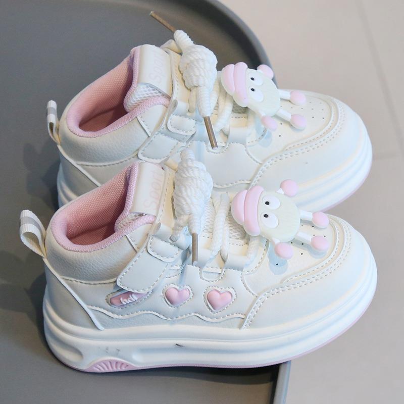 

Детские кроссовки, Белые высокие кеды с мультяшным рисунком для девочек, Весна/Осень, Повседневные кеды для мальчиков, Мягкие детские ботинки 21 розовый