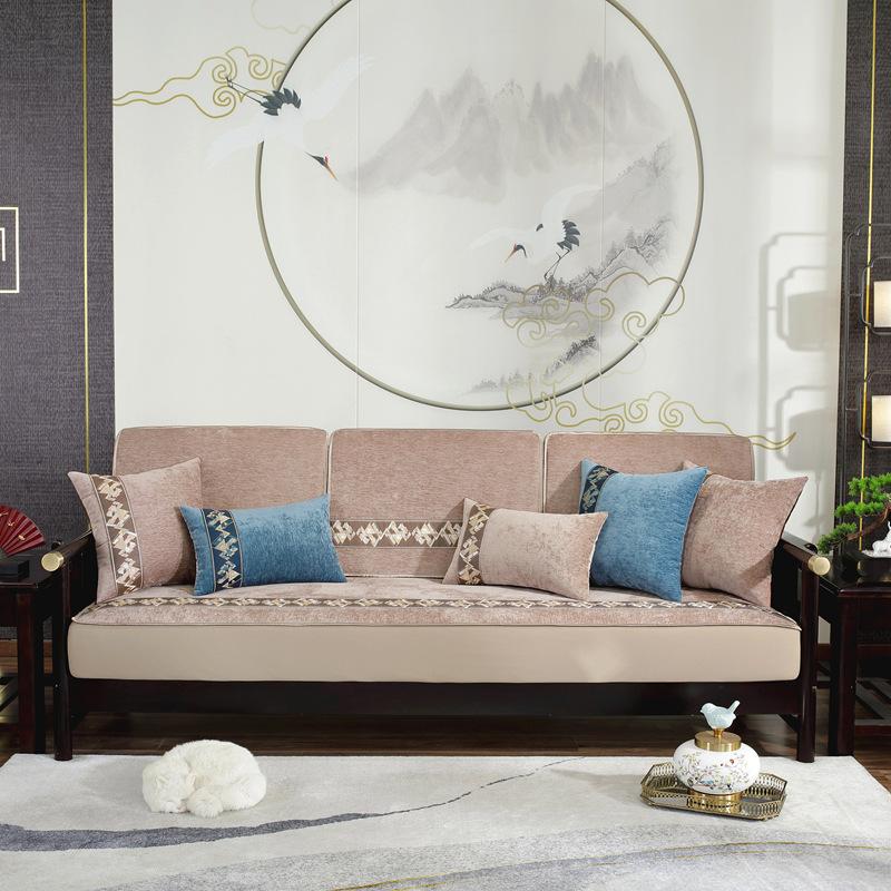 Chinese Sofa Cover Non-Slip Universal Fit for All Seasons Full Covered Cushion Solid Wood Sofa Stool Protector