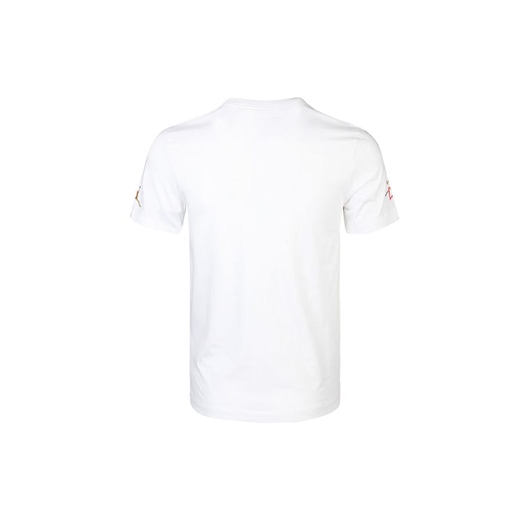 Jordan T Shirts Men's White/Metal Gold Crew Neck Moderate Straight Fit CN3331-100