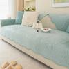 Solid Color Sofa Cover Mat Simple Warmth Sofa Cushion for Living Room Short Plush Warm Couch Protector Universal Anti-slip