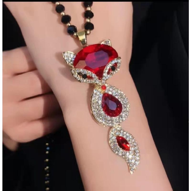 Inlaid Zircon Long Sweater Chain for Women, Temperament Versatile Clothes Accessories Pendant