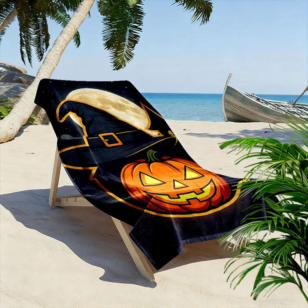 Hauntingly enchanting pumpkin glow Print beach towel, quick drying, suitable for travel, outdoor sports, jogging, the beach and swimming, gift