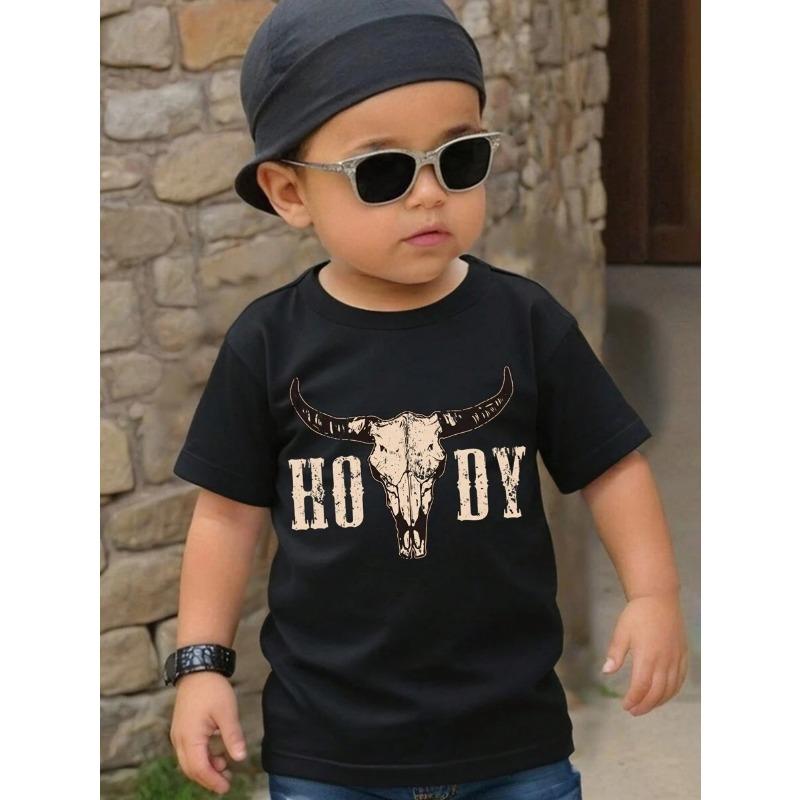 New Boys' T-shirts, Spring and Autumn Children's Colorful Christmas Printed Tops, Baby Base Shirts, Short-sleeved T-shirts
