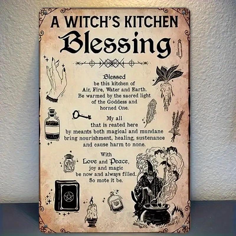 

A Witchs Kitchen Blessing Metal Wall Plaque Iron Decor Rustic Style for Home Living Room Garden Durable HighQualit 20x30cm（7.8x11.8inch）