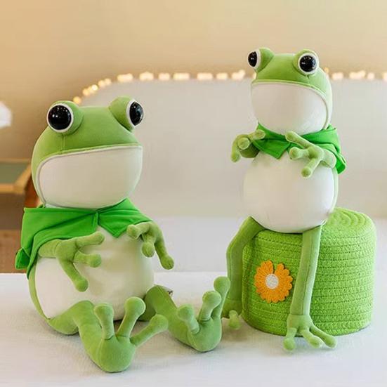 Cartoon Frosch Stoffkissen Spielzeug Niedlich Große Augen Langbeinig Grüner Frosch Plüschtiere Begleiter Schlafkissen Weiches Stofftier Mädchen Plüsch