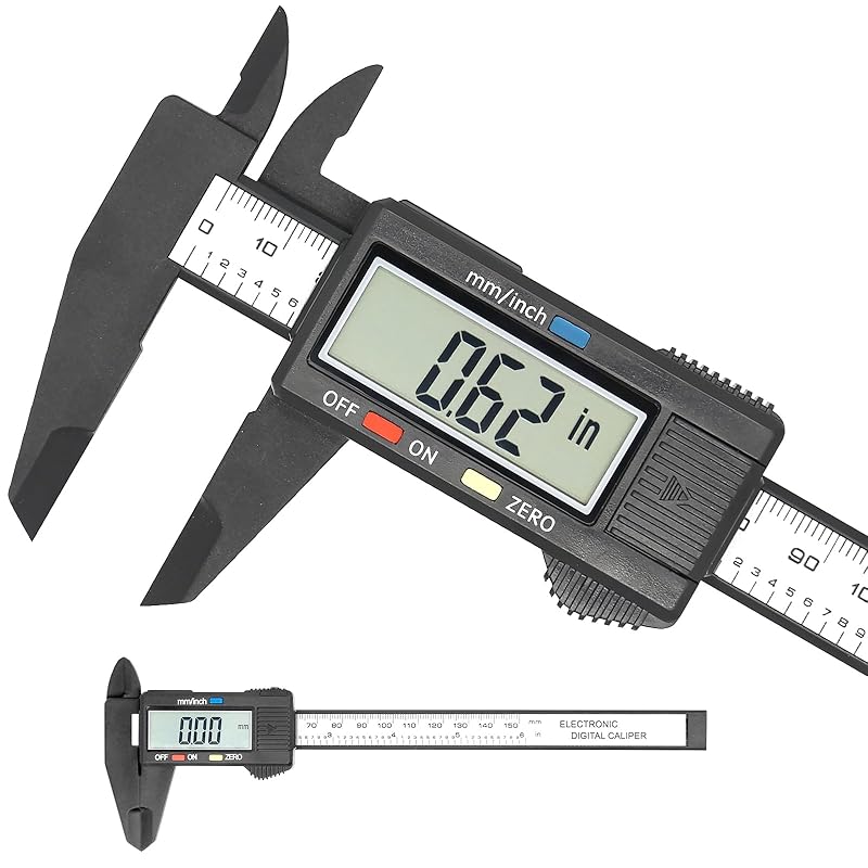 Electronic Digital Caliper, Plastic Vernier Caliper, Caliper Measuring Tool with Inch/Millimeter Conversion, Extra Large LCD Screen, 0-6 Inch/0-150 Plastic