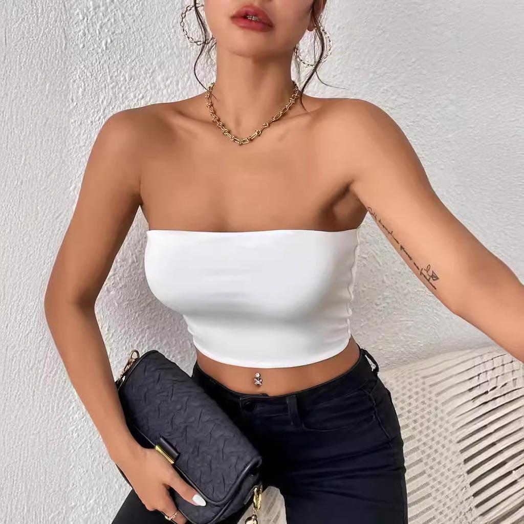 Custom sexy strapless tank top, outerwear with a bodyless top, women's inquiry short-sleeve discount