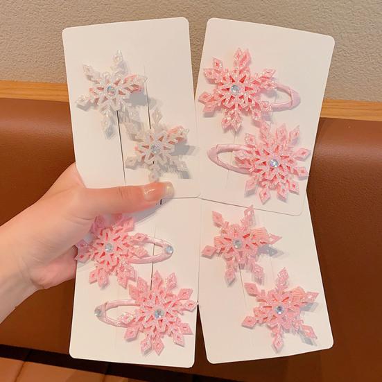 1 pár dívčích sponek do vlasů modrobílé vločkové provedení vánoční sponky do vlasů lehké stylingové nástroje vlasové doplňky