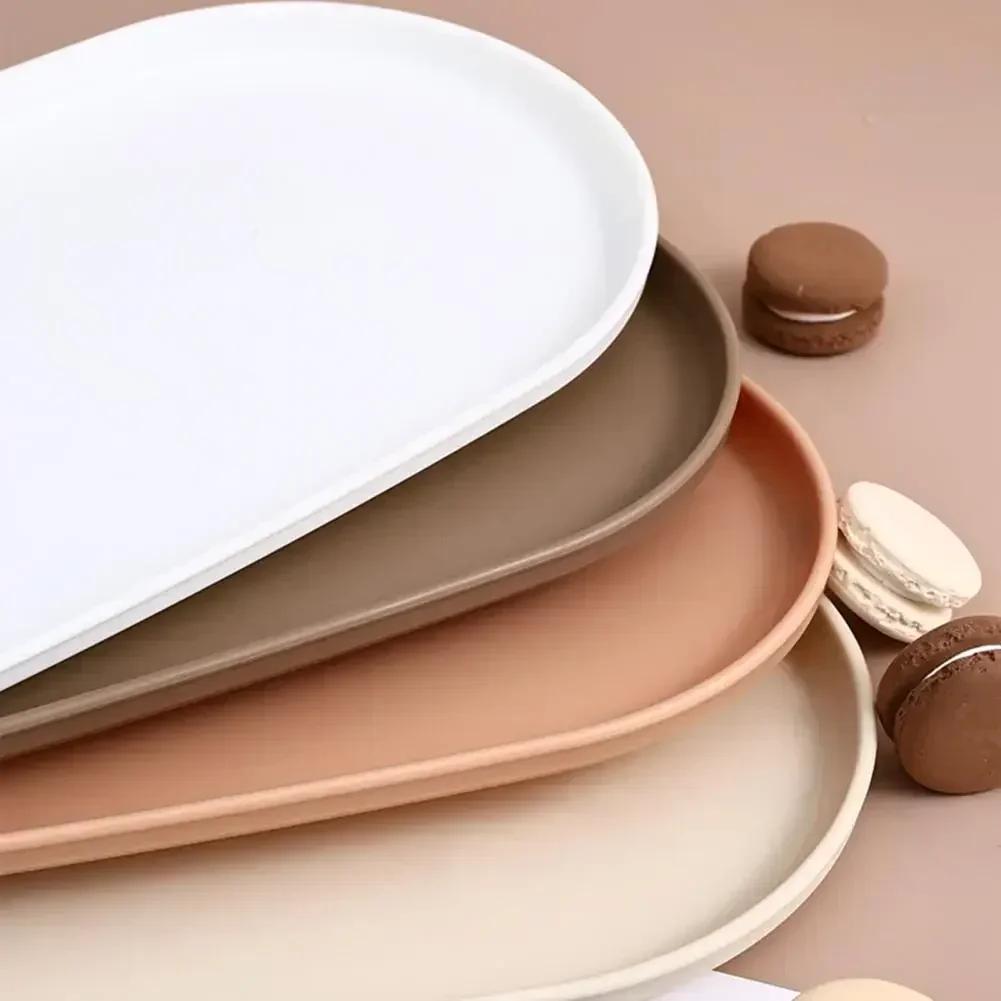 Rand Tablett Kostenlos für Dessert Serviertablett Teller Stapelbar Lebensmittel Küche Obst Essen Ovaler Teller Knochen Teller Schüssel Snack Glatt Wiederverwendbar