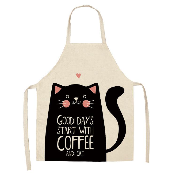 unframed 1 Pcs Cute Cat Pattern Kitchen Apron For Women Bibs Household Cleaning Pinafore Home Cooking Aprons Chef Apron For Man