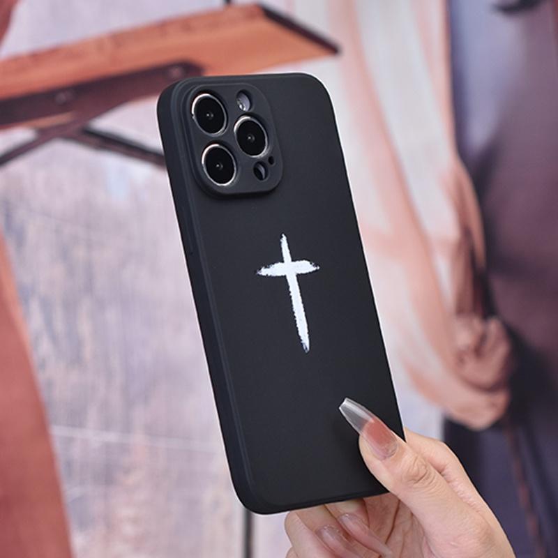 Křížový grafický kryt na telefon pro iPhone 15 14 13 12 11 x XR Xs SE2 SE 8 7 plus pro Max mini silikonový zadní kryt