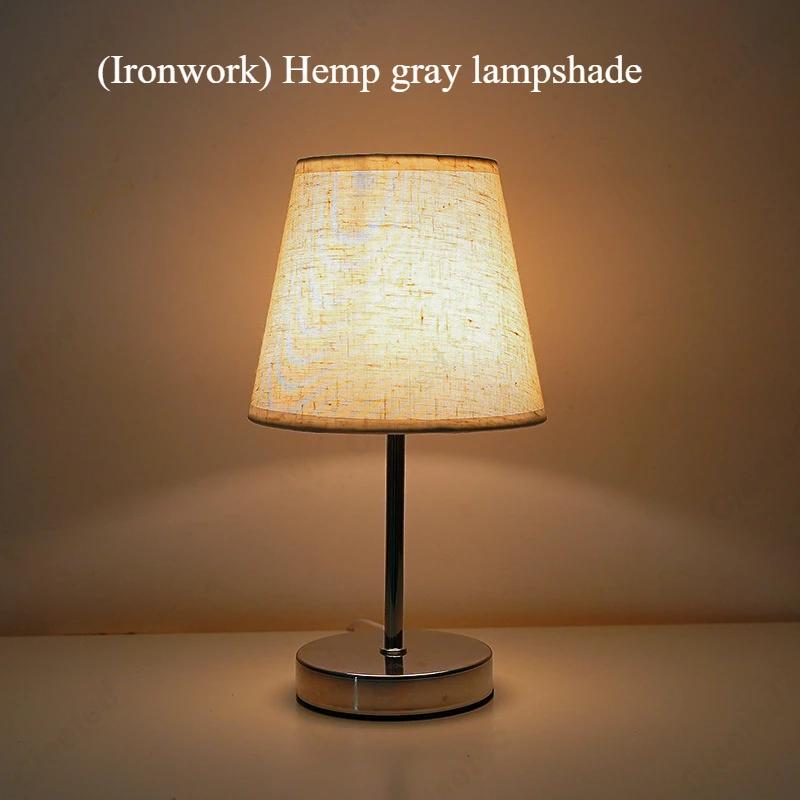 Creative LED Solid Wood Fabric USB Small Table Lamp Living Room Study Bedroom Bedside Atmosphere Decoration Lighting Fixtures