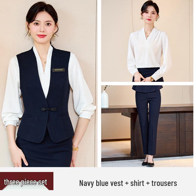 Women's Professional Waitress Vest Set - Hotel & Dental Reception Uniform