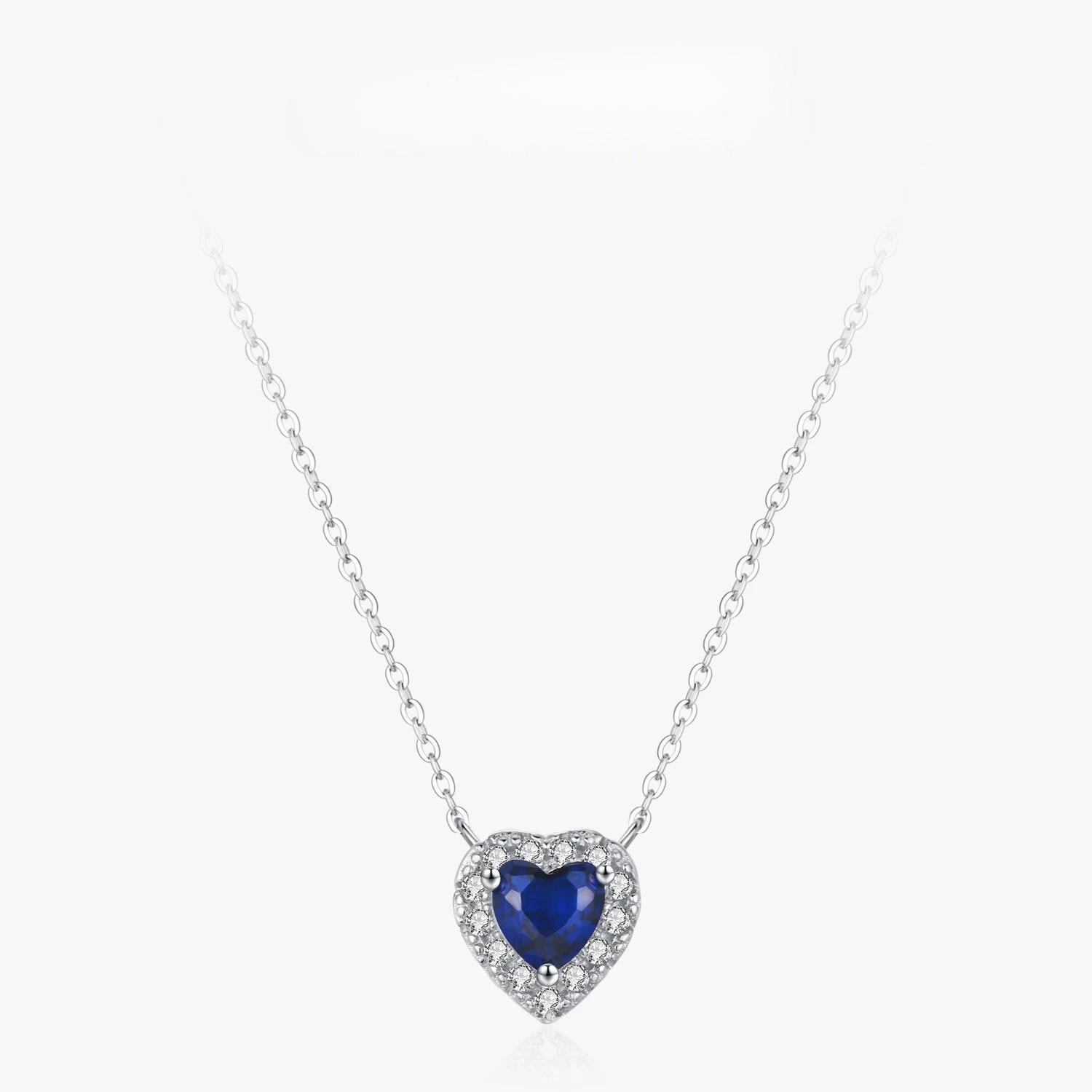 

Ailmay 925 Sterling Silver Heart Of Ocean Blue Love Forever Pendant Necklace For Women Statement Jewelry Gift