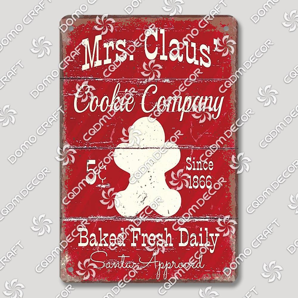 Merry Christmas Hot Cocoa Chocolate Poster Tin Signs Retro Elk Santa Claus Cookies Metal Plate Cafe Kitchen Home Decor Gift