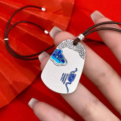 S999 Sterling Silber Friedenslose Marke Retro Kette Anhänger Männliche Und Weibliche Emaille Echte Halskette
