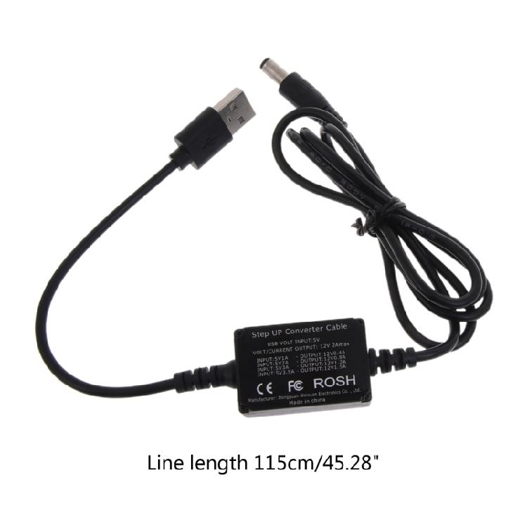 5V to 12V Voltages Step Up Converter Cable Cord Booster Line USB to DC5.5x2.1mm