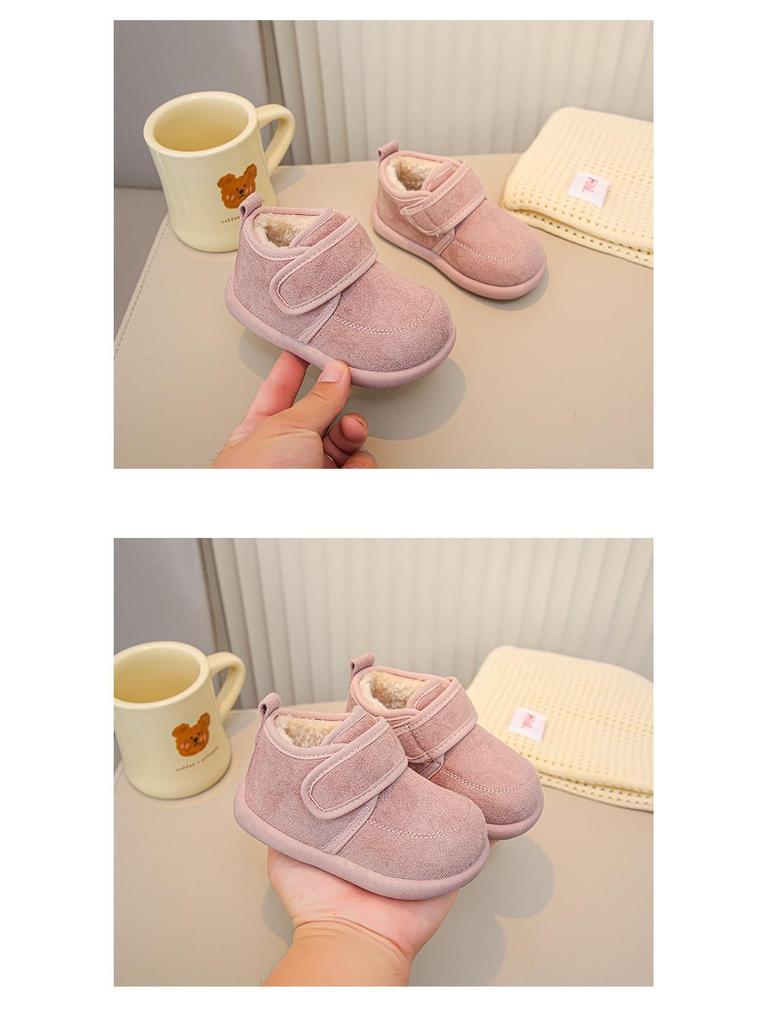 2025 Mädchen Koreanischer Stil Dicke Sohle Plüsch Birkenstock Winterstiefel - Warm, Modisch, Einfarbige Baumwollschuhe für Kinder