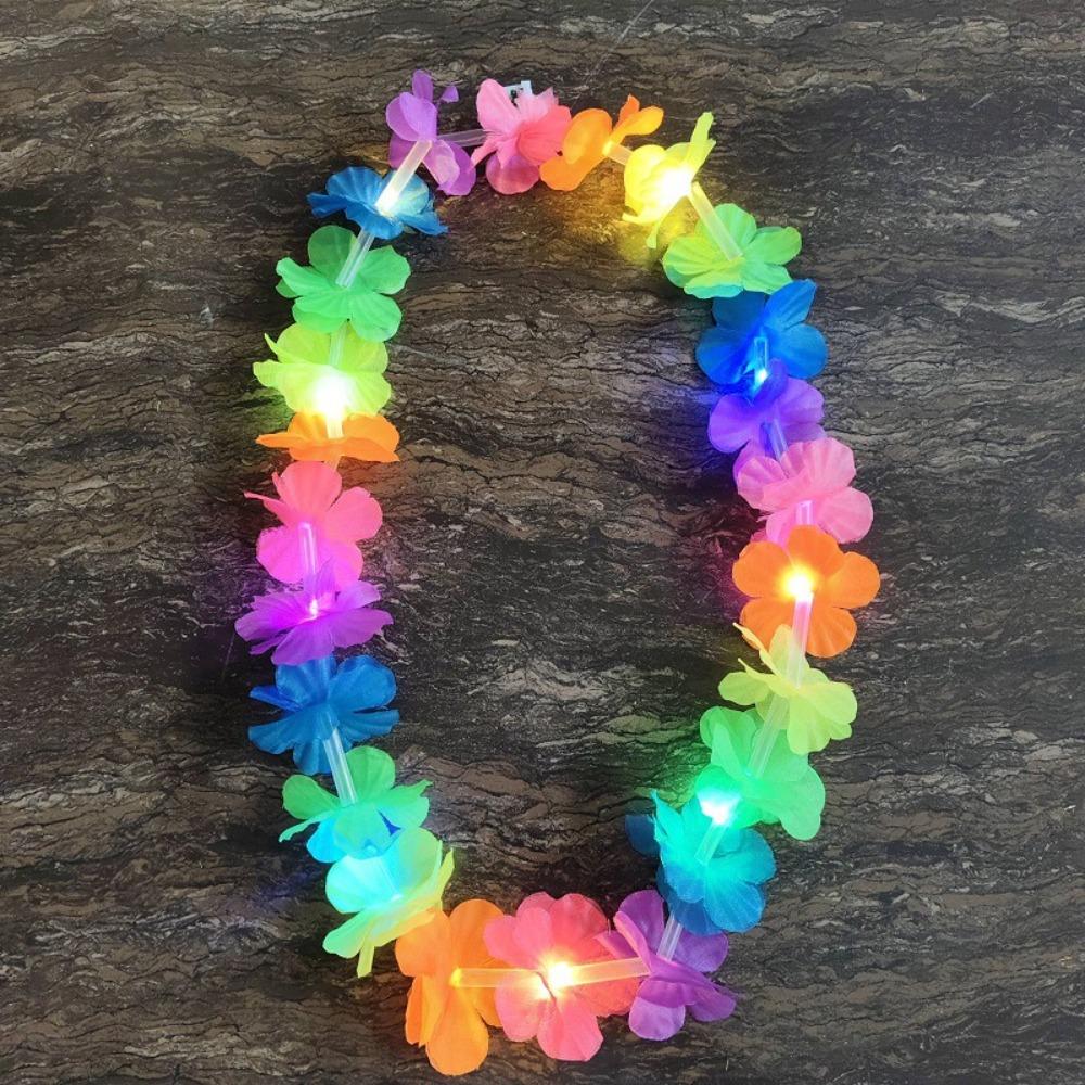 

Beach Accessories Flower Wreath Multicolor Glow Necklace Light Up Lei Event Decoration Multicolor 4