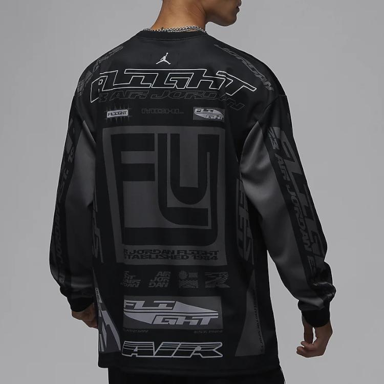 Jordan MVP Printed Casual Sports Crew Neck Pullover Long Sleeve T-Shirt Men Tops Black Mineral-Slate-Blue FV7240-010