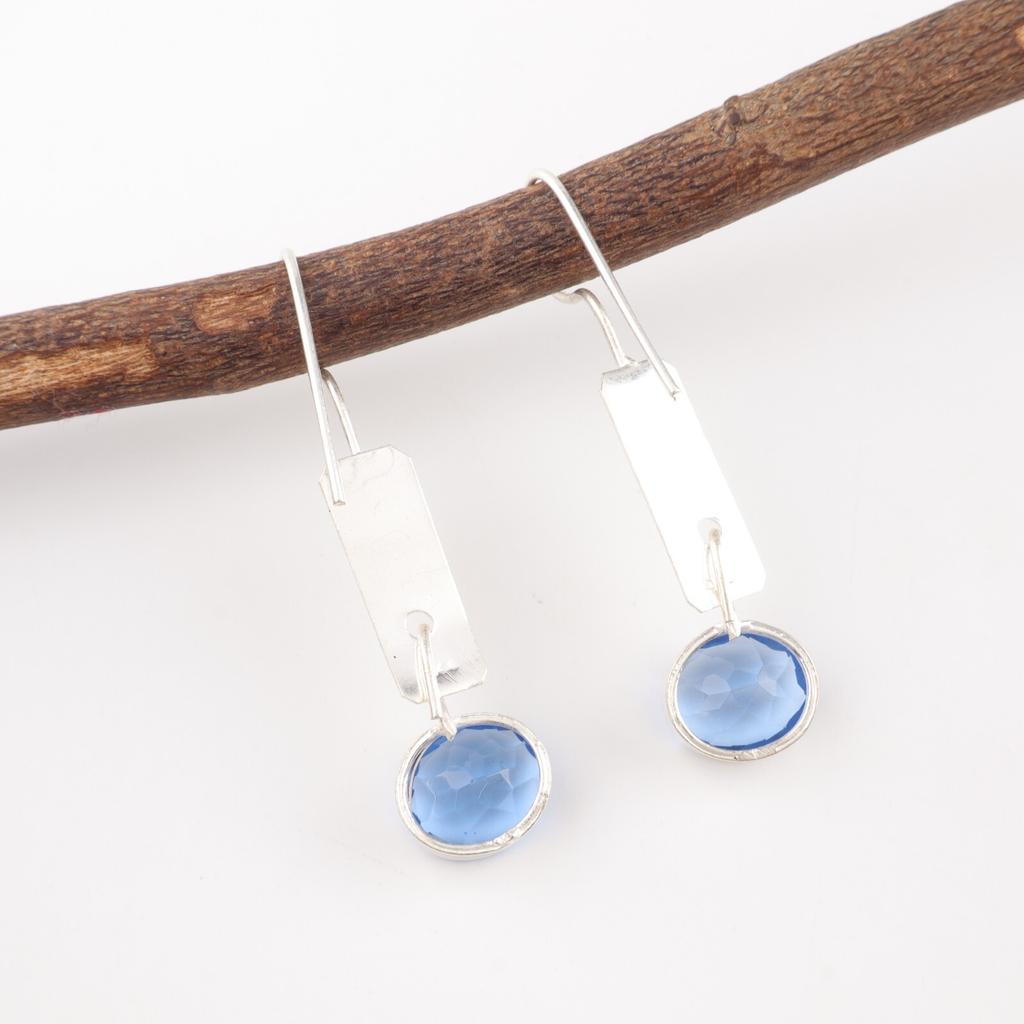 Tanzanite Gemstone 925 Sterling Silver Statement Jewelry Handmade Earrings 1.9" EE-168-11