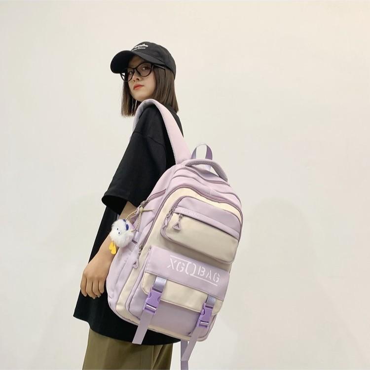 Schoolbag1011 New Large Capacity Casual Versatile Middle and High School Students Travel Lightweight Burden Reduction Ridge Backpack