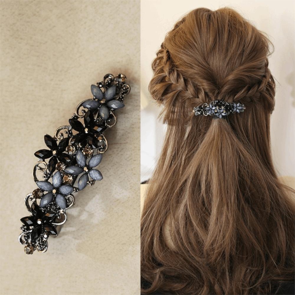 

New Retro Rhinestone Hair Clip Elegant Headwear Spring Clip Hairpin Back-of-Head Hair Clip Hair Accessories