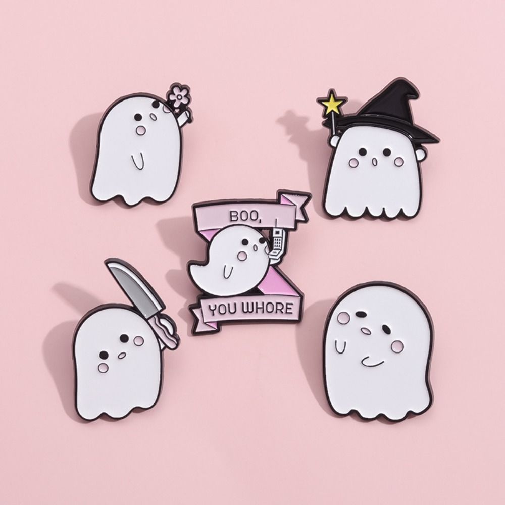 Cartoon Little Ghost Brooch Enamel  Sweet   Halloween Decoration